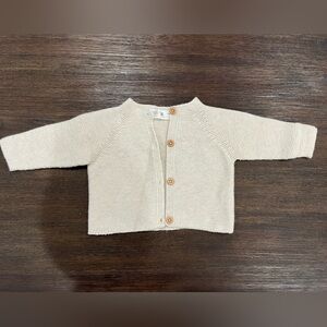 Zara Knit Cream Button-Up Cardigan | 3-6M